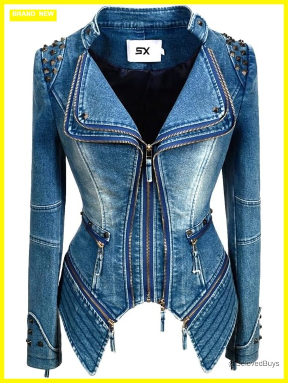 Faux Leather Moto Biker Jacket with Rivets